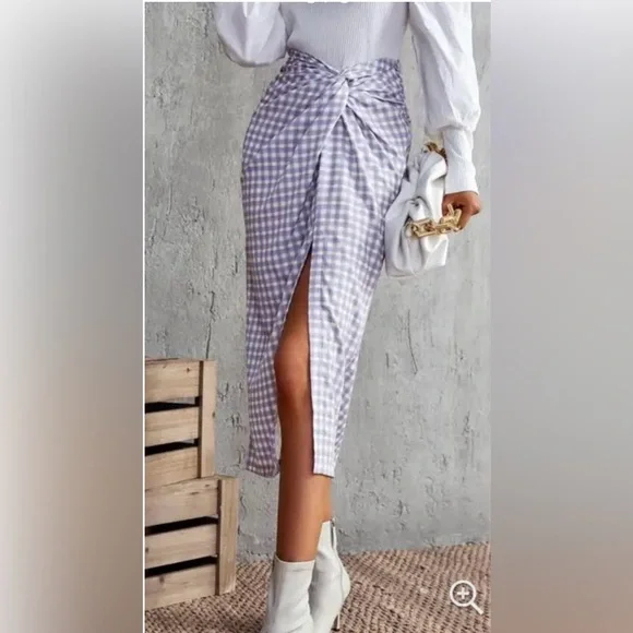 ZARA gingham knot midi skirt size medium - Picture 8 of 13